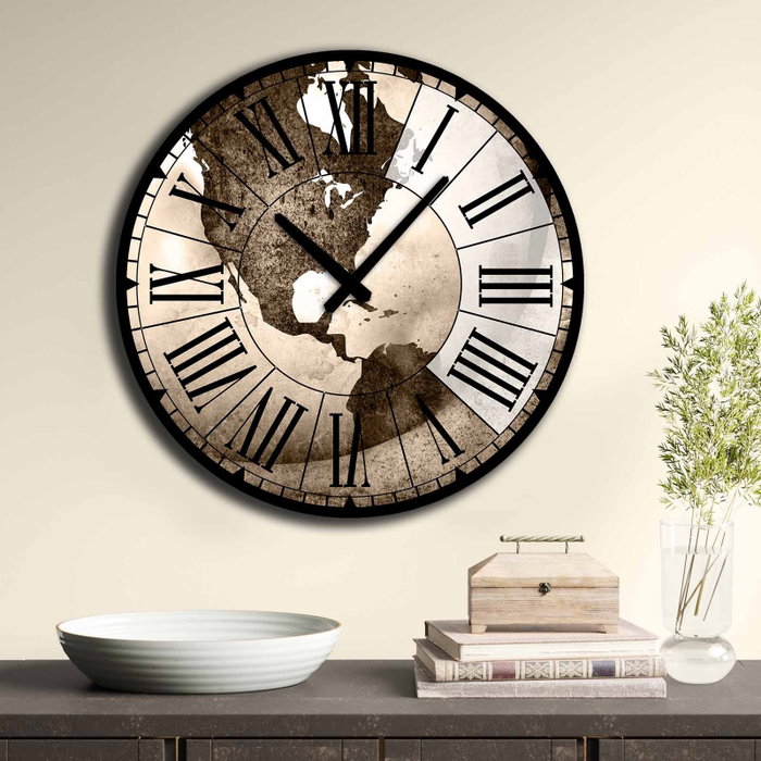 Wallity Reloj Decorativo MDF 5050MS-001 50 cm Diámetro Movimiento Silencioso Elegante Moderno MDF 5mm